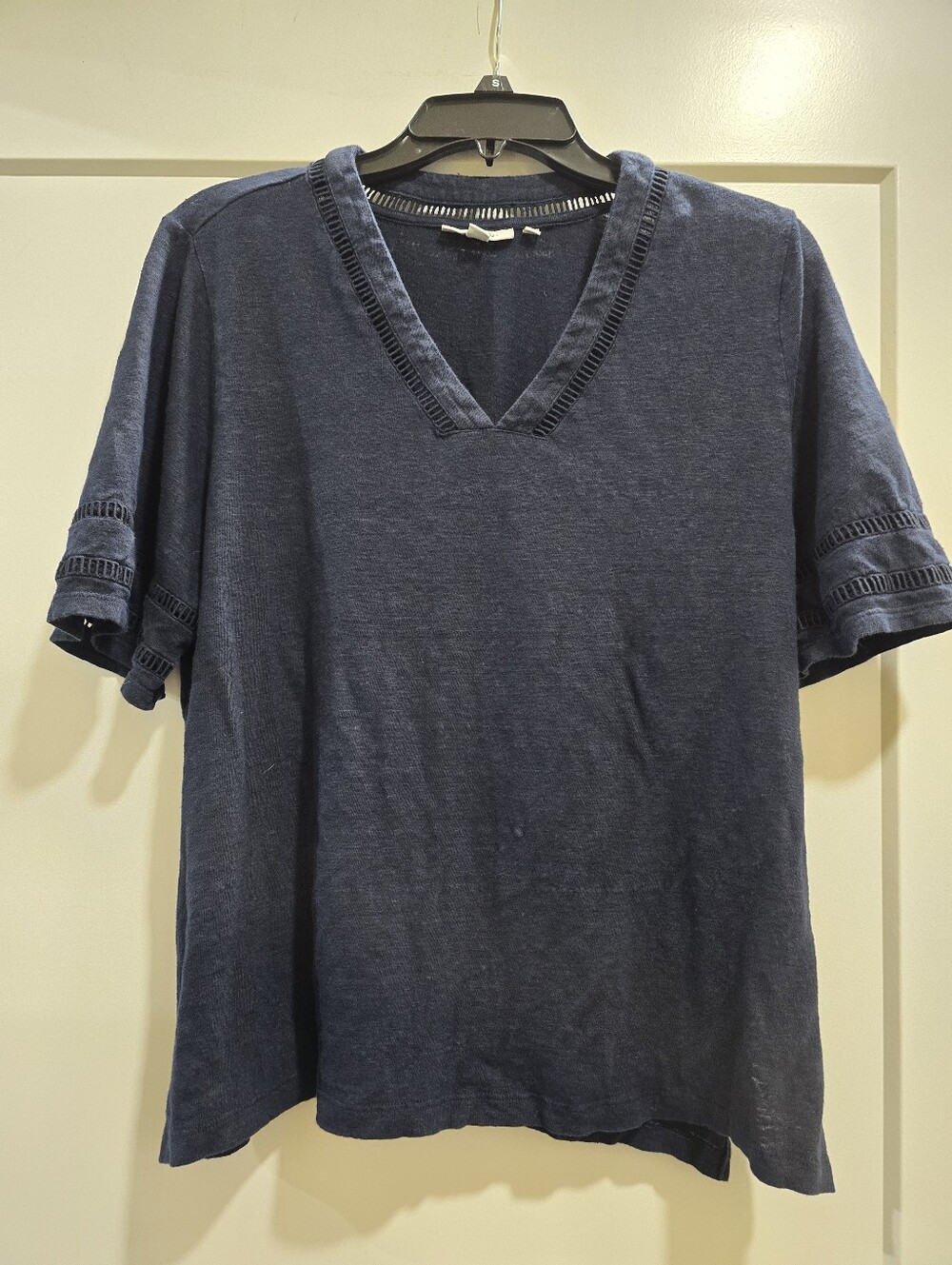 Chico's Short Sleeve Shirt, Detailing at neck And On  Sleeves, Size 3